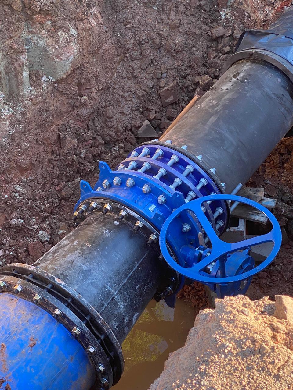 Galeria de Execução da ADT DN 500 do distribuidor principal leste e execução da interligação em DN 500 do reservatório Cerrito no SAA do município de Santa Maria/RS